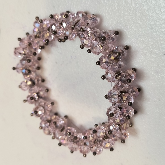 Pink Swarovski Like Crystals Cluster Bead Stretch Bracelet - Picture 2 of 7